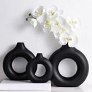 Modern black donut shape flower vase set living room decor by Decorbites