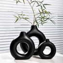 Modern black donut shape flower vase set living room decor by Decorbites