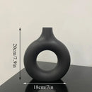 Modern black donut shape flower vase set living room decor by Decorbites