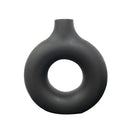 Modern black donut shape flower vase set living room decor by Decorbites
