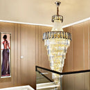 GobekUsa Elegant Crystal Chandelier for Duplex Spiral Staircase and Living Room