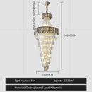 GobekUsa Elegant Crystal Chandelier for Duplex Spiral Staircase and Living Room