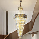 GobekUsa Elegant Crystal Chandelier for Duplex Spiral Staircase and Living Room