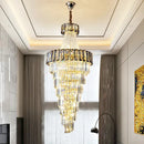 GobekUsa Elegant Crystal Chandelier for Duplex Spiral Staircase and Living Room
