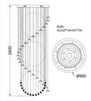 GobekUsa Elegant Crystal Chandeliers for High Ceiling Living Room Foyer Staircase Lighting