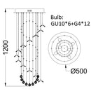 GobekUsa Elegant Crystal Chandeliers for High Ceiling Living Room Foyer Staircase Lighting