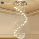 GobekUsa Elegant Crystal Chandeliers for High Ceiling Living Room Foyer Staircase Lighting