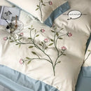 GobekUsa Elegant Embroidery Duvet Cover Set, Blue Pink, 3 Pieces