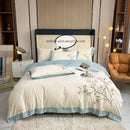 GobekUsa Elegant Embroidery Duvet Cover Set, Blue Pink, 3 Pieces