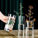 Modern clear glass cylinder vase set living room floral decor