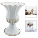 Ornate white & gold metal flower vase – dining room centerpiece by Decorbites