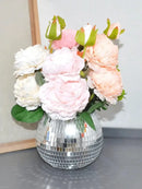 Silver disco ball round glass vase planter set living room decor by Decorbites
