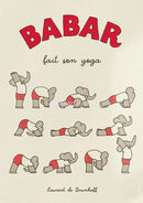 Elephant babar family yoga poster for kids room by Decorbites