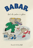Vintage elephant babar family car poster kids room wall art by Decorbites