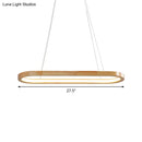 GobekUsa Ellipse Wood Pendant Lighting Fixture - LED Simplicity in Beige (27.5"/35.5" Long)