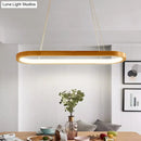 GobekUsa Ellipse Wood Pendant Lighting Fixture - LED Simplicity in Beige (27.5"/35.5" Long)