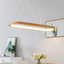 GobekUsa Ellipse Wood Pendant Lighting Fixture - LED Simplicity in Beige (27.5"/35.5" Long)