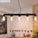 GobekUsa Elongated Pipe Island Pendant Light - Farmhouse Metallic Fixture with 5 Heads for Dining Room