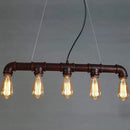 GobekUsa Elongated Pipe Island Pendant Light - Farmhouse Metallic Fixture with 5 Heads for Dining Room