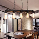 GobekUsa Elongated Pipe Island Pendant Light - Farmhouse Metallic Fixture with 5 Heads for Dining Room