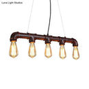 GobekUsa Elongated Pipe Island Pendant Light - Farmhouse Metallic Fixture with 5 Heads for Dining Room