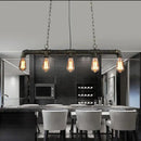 GobekUsa Elongated Pipe Island Pendant Light - Farmhouse Metallic Fixture with 5 Heads for Dining Room