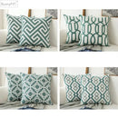 Decorbites embroidered blue teal & white cushion cover living room by Decorbites