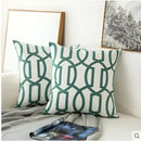 Decorbites embroidered blue teal & white cushion cover living room by Decorbites
