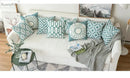 Decorbites embroidered blue teal & white cushion cover living room by Decorbites