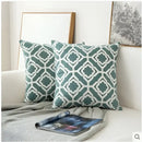 Decorbites embroidered blue teal & white cushion cover living room by Decorbites