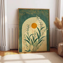 Emerald green lily botanical wall art – living room framed print by Decorbites