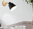 Modern black and wood eryka wall sconce bedroom conical lamp
