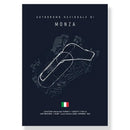 Minimalist dark blue & white salzburgring circuit canvas living room art by Decorbites
