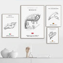 Minimalist black nürburgring circuit canvas wall art for living room by Decorbites