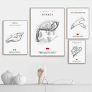 Minimalist black nürburgring circuit canvas wall art for living room by Decorbites