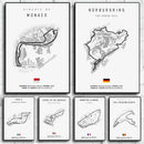 Minimalist black nürburgring circuit canvas wall art for living room by Decorbites