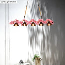 GobekUsa Factory Conical Island Pendant Light in Pink - 5-Light Metal Hanging Lamp Kit for Dining Room