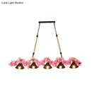 GobekUsa Factory Conical Island Pendant Light in Pink - 5-Light Metal Hanging Lamp Kit for Dining Room