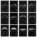 Modern black & silver famous cars canvas wall art – living room decor by Decorbites