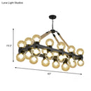 GobekUsa Farmhouse Black Pendant Light with 24 Cognac Glass Hanging Island Lights for Dining Room