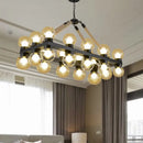 GobekUsa Farmhouse Black Pendant Light with 24 Cognac Glass Hanging Island Lights for Dining Room