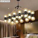 GobekUsa Farmhouse Black Pendant Light with 24 Cognac Glass Hanging Island Lights for Dining Room