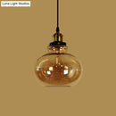 GobekUsa Farmhouse Brass Pendant Ceiling Light - Amber Glass Hanging Lamp - 1 Light Globe - Indoor Use
