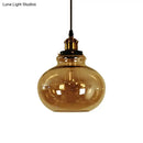 GobekUsa Farmhouse Brass Pendant Ceiling Light - Amber Glass Hanging Lamp - 1 Light Globe - Indoor Use