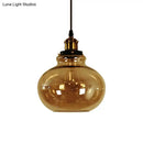 GobekUsa Farmhouse Brass Pendant Ceiling Light - Amber Glass Hanging Lamp - 1 Light Globe - Indoor Use