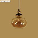 GobekUsa Farmhouse Brass Pendant Ceiling Light - Amber Glass Hanging Lamp - 1 Light Globe - Indoor Use