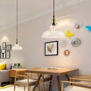 GobekUsa Farmhouse Clear Glass Brass Pendant Light - Barn Dining Room Hanging Fixture