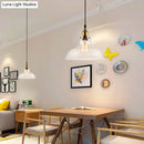 GobekUsa Farmhouse Clear Glass Brass Pendant Light - Barn Dining Room Hanging Fixture