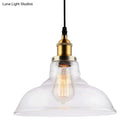 GobekUsa Farmhouse Clear Glass Brass Pendant Light - Barn Dining Room Hanging Fixture