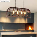 GobekUsa Farmhouse Metal Black Finish Birdcage Kitchen Island Suspension Light Fixture